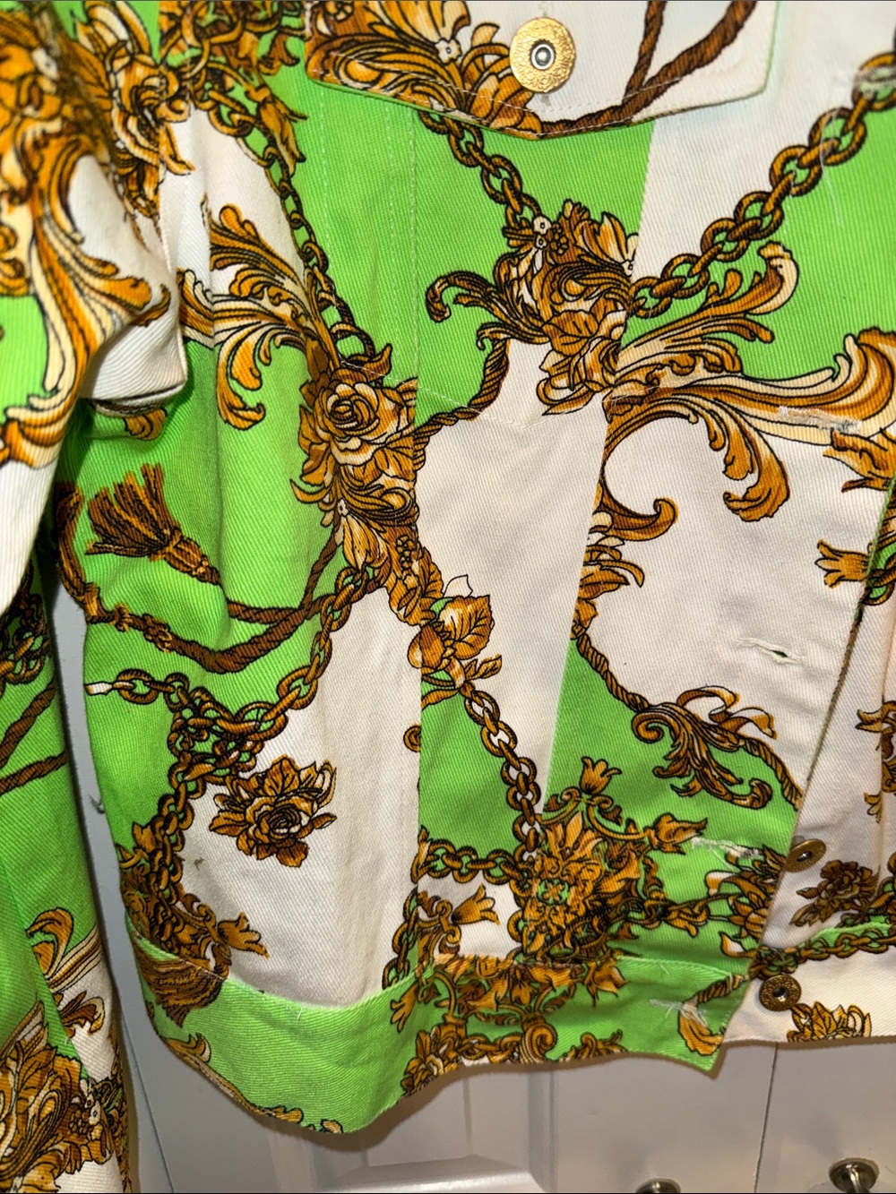Kjordan Green & White Baroque Print Jacket - Picture 3 of 5